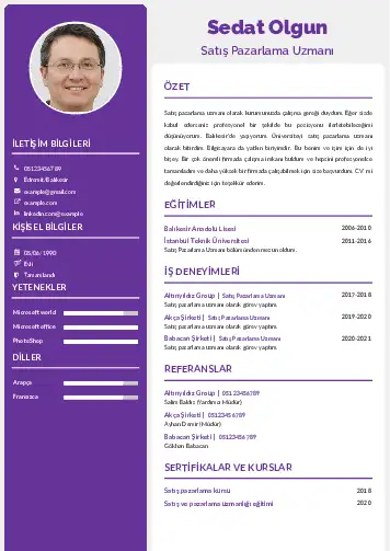Satış Pazarlama CV Örnekleri cv indir